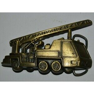 Vintage Cut Out Service LADDER TRUCK 1970s Brass Tone Belt Buckle